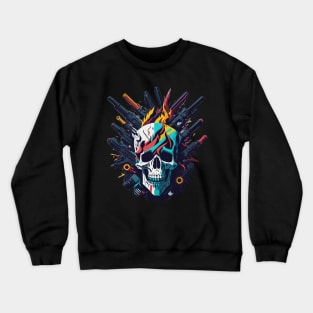 Colorful skull with fire and guns Crewneck Sweatshirt